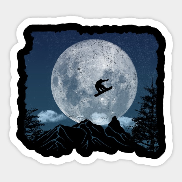 Snowboard Freestyle - Blue Moon Sticker by MerlinArt